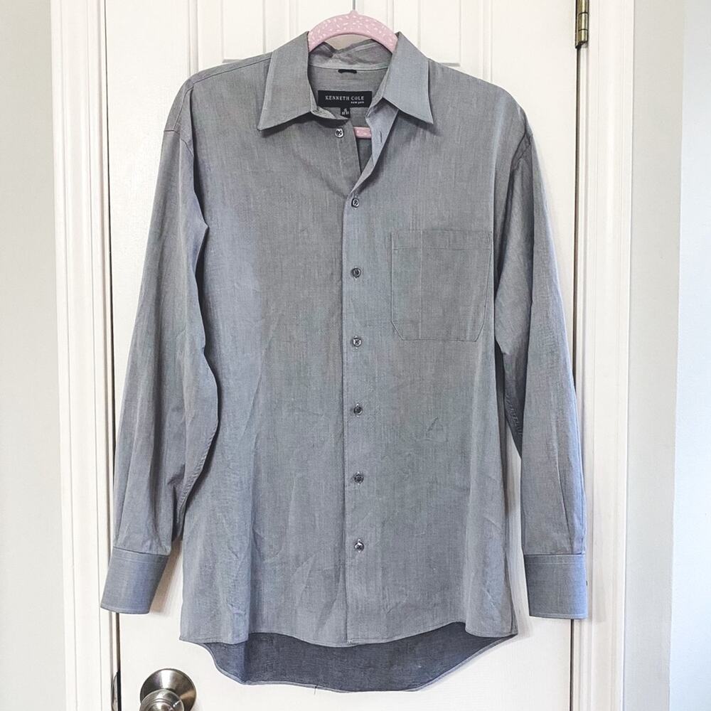 KENNETH COLE • Gray Long Sleeve Button Down Shirt